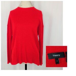 Theory Red Cashmere Sweater Petite Medium Knit